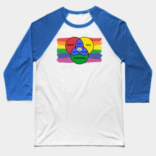 Gay Men Funny Ven Diagram Baseball T-Shirt